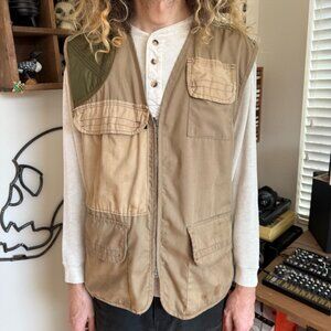 Vintage 60s 70s SafTbak Tan Hunting Tactical Utility Vest ~ Size XL